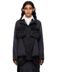Sacai - ブラック Mix ナイロンツイル コート - Lyst