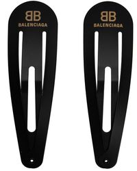 Balenciaga ロゴ ヘアクリップセット - ブラック