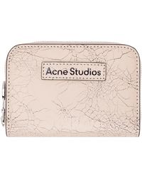 Acne Studios - Portefeuille rose en cuir à glissière - Lyst