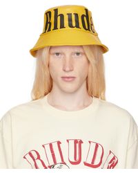 Rhude - Yellow Logo Leather Bucket Hat - Lyst