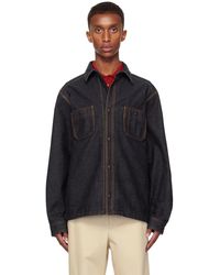 Moncler - ブルー ロゴパッチ デニム オーバーシャツ - Lyst