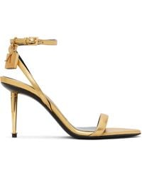 Tom Ford - Nappa Padlock Pointy Naked Heeled Sandals - Lyst