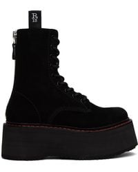 R13 - Black Double Stack Boots - Lyst