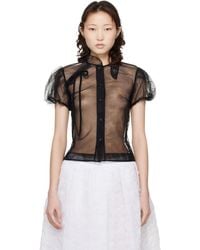 Simone Rocha - Embellished Sheer Offset Fragment Collar Shirt - Lyst
