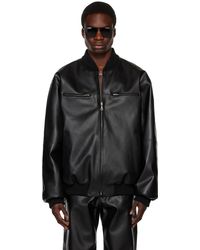 Lu'u Dan - Blouson Aviateur Réversible Noir En Cuir Synthétique - Lyst