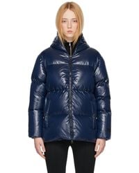 Duvetica Adhara Fur Hood Shiny Nylon Down Jacket in Black | Lyst