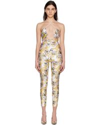 Versace - White & Yellow Printed Jumpsuit - Lyst