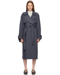 Acne Studios - Gray Belted Trench Coat - Lyst