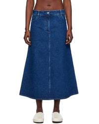 Studio Nicholson - Indigo A-line Denim Maxi Skirt - Lyst