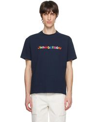 JW Anderson - T-shirt bleu marine à logo brodé - Lyst