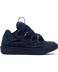 Lanvin - Baskets Curb Bleu Marine En Cuir - Lyst