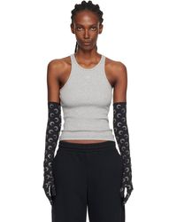 Marine Serre - Débardeur Gris En Jersey Côtelé À Logo De Lune - Lyst