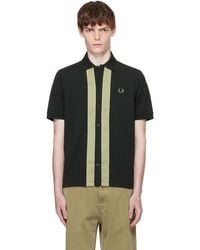 Fred Perry - Chemise De Style Polo Verte À Garnitures En Chenille - Lyst