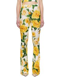 Dolce & Gabbana - Legging blanc et jaune à motif fleuri - Lyst