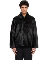sunflower - Blouson D'Entraineur Noir En Cuir Avec Poils - Lyst