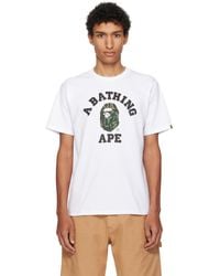 A Bathing Ape - T-Shirt Blanc À Logo De Style Collégial À Motif Camouflage Trial - Lyst