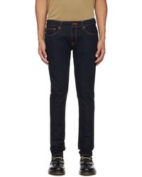 Nudie Jeans - Navy Skinny Lin Jeans - Lyst