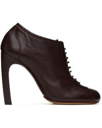 Dries Van Noten - Burgundy Lace-up Low Ankle Heels - Lyst