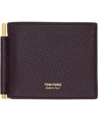 Tom Ford - Burgundy Grain Leather Money Clip Wallet - Lyst