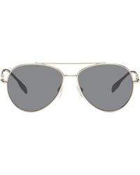 Burberry - Gold Aviator Sunglasses - Lyst