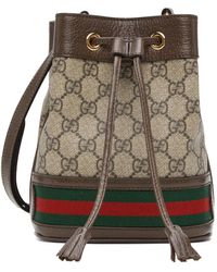 Gucci - Ophidia Mini GG Supreme Canvas & Leather Bucket Bag - Lyst
