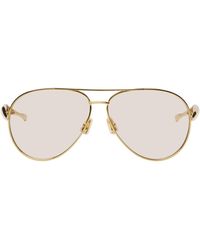 Bottega Veneta - Gold Sardine Aviator Sunglasses - Lyst