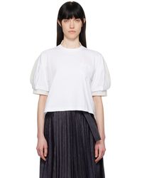 Sacai Spun Organza X Cotton Jersey T-Shirt in Black | Lyst