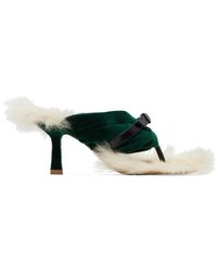 Burberry - Green & Off-white Step Post Heeled Sandals - Lyst