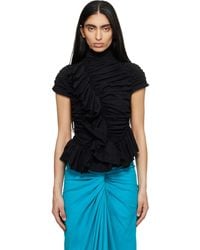 Dries Van Noten - Fitted Gathered High-Neck Blouse - Lyst
