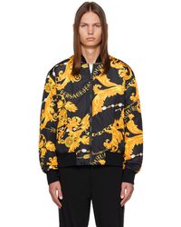 Versace - Black & Yellow Chain Couture Reversible Bomber Jacket - Lyst