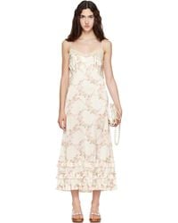 Simone Rocha - Off- Ruffle Frill Hem Slip Midi Dress - Lyst