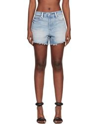 Alexander Wang - Denim Relaxed-Fit Crystal Hotfix Shorts - Lyst