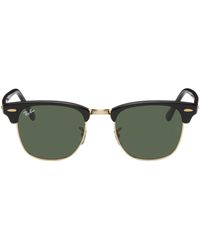 Ray-Ban - Black & Gold Clubmaster Classic Sunglasses - Lyst