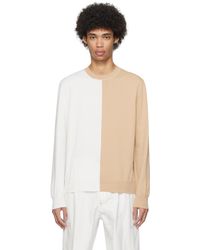 MM6 by Maison Martin Margiela - Beige & Off-white Two-tone Sweater - Lyst
