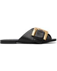 Balmain - Anthem Flat Calfskin Leather Sandals - Lyst
