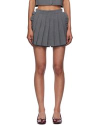 Pushbutton - Short Gris À Empiècement De Style Tablier À Plis - Lyst
