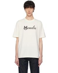 Moncler - Off- Embroidered Varsity Logo Cotton T-Shirt - Lyst