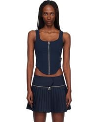 Off-White c/o Virgil Abloh - Haut De Style Corset Bleu Marine En Jersey Épais - Lyst