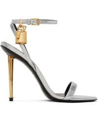Tom Ford - Silver Padlock Pointy Naked Heeled Sandals - Lyst