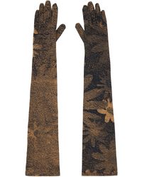 MM6 by Maison Martin Margiela - Tan & Black Printed Floral Gloves - Lyst