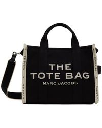 Marc Jacobs - Moyen cabas 'the tote bag' noir à logo et texte en tissu jacquard - Lyst