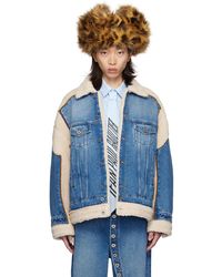Jean Paul Gaultier - Blouson bleu et en denim à effet petit grand - fashion fiction - Lyst