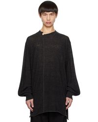 Yohji Yamamoto - Black & Gray Rolled Edge Sweater - Lyst