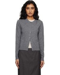 DUNST - Cardigan Gris En Tricot À Col Ras Du Cou - Lyst