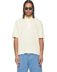 Ami Paris - Off- Cotton Ami De Coeur Knitted Patch Polo - Lyst