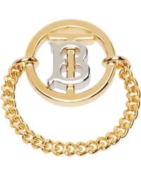 Burberry - Gold Monogram Motif Ring - Lyst