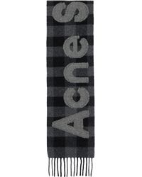 Acne Studios - Écharpe Noir Et Gris À Carreaux Et À Logo - Lyst