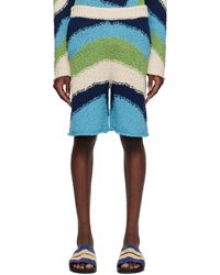Marni - Short bleu à motif à rayures en intarsia - Lyst