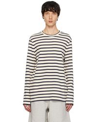 Jil Sander - Beige & Navy Multistripe Long Sleeve T-shirt - Lyst