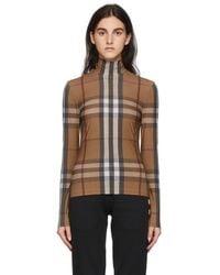 Burberry - Brown Stretch Jersey Turtleneck Top - Lyst